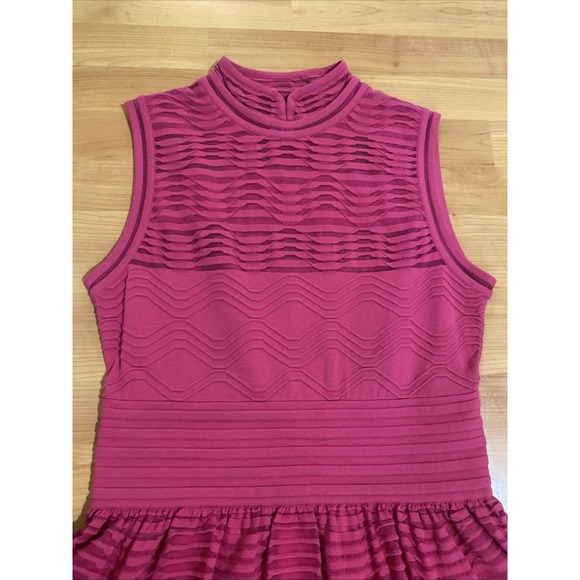 M MISSONI Fuchsia Pink Stitch Ribbed Knit Fit & Flare Dress Size 48 / US 12 - Picture 8 of 15